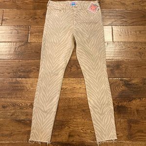Mother NWT The Looker Ankle Fray Skinny Pants 29 Animal Print Zebra Highrise